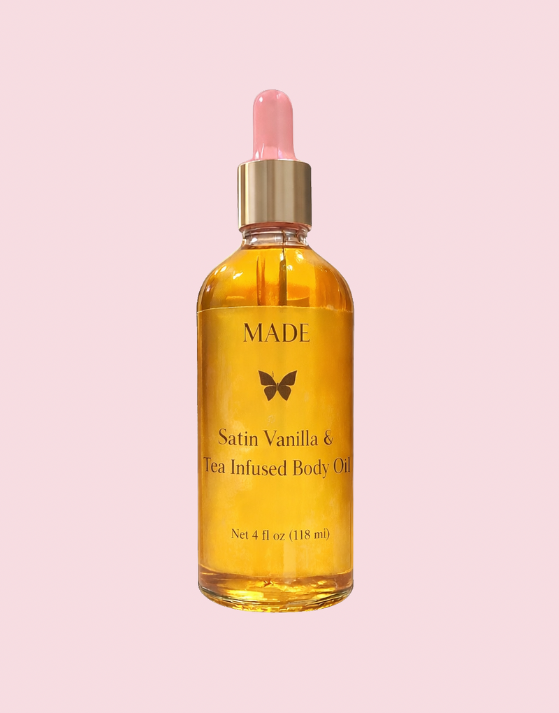 Satin Vanilla & Tea Infused Body Oil Unscented — 4 oz
