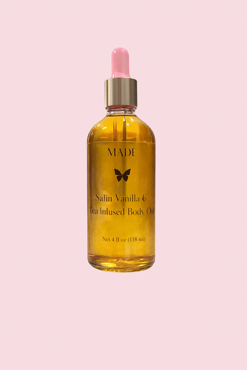 Satin Vanilla & Tea Infused Body Oil Unscented — 4 oz