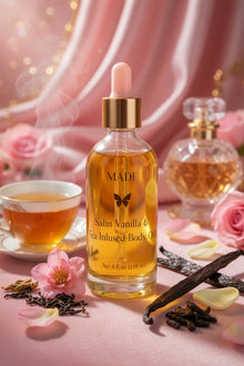 Satin Vanilla & Tea Infused Body Oil Unscented — 4 oz
